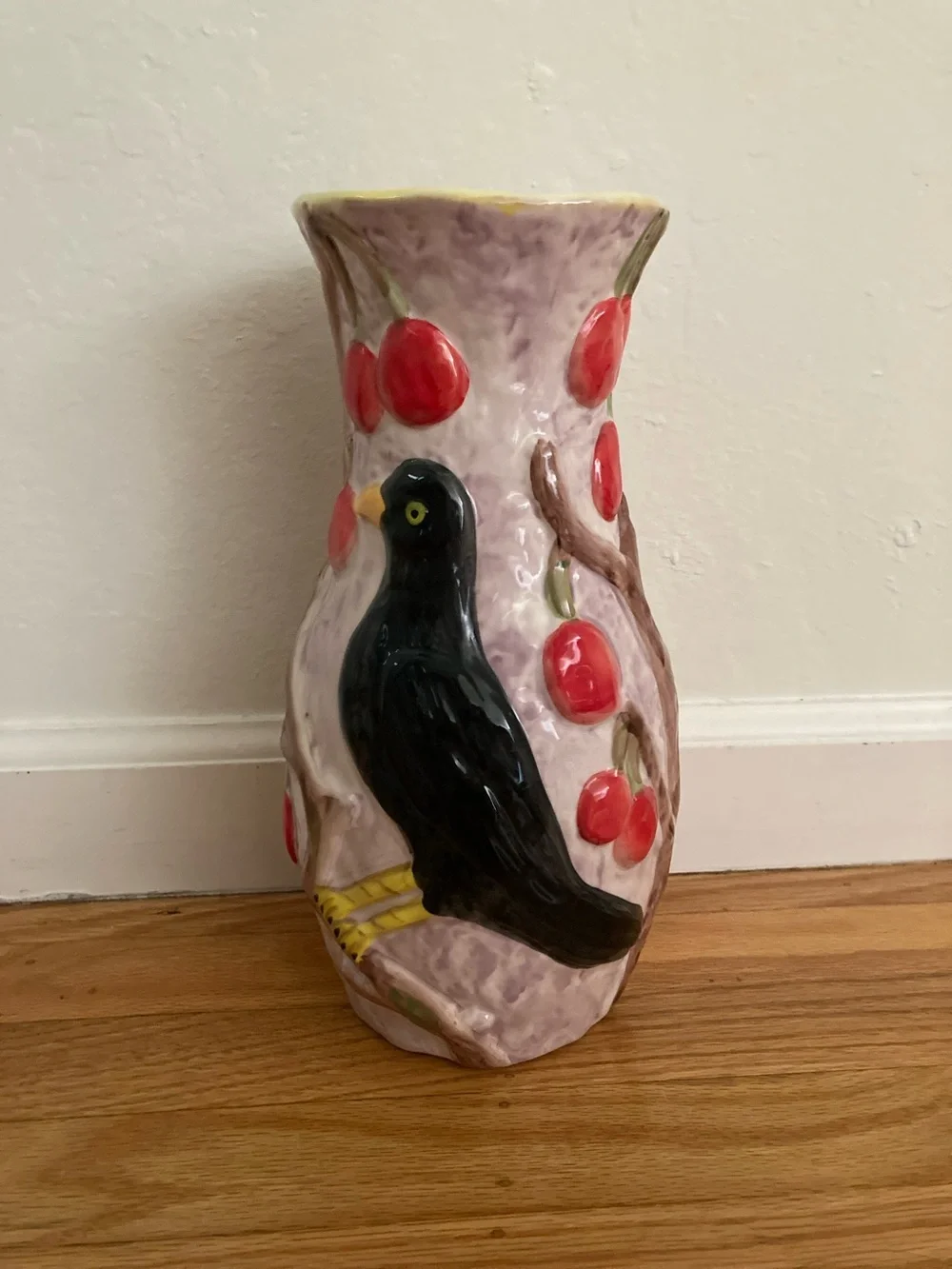 Anthropologie and Nathalie Lete Black Bird with Cherry Ceramic Vase